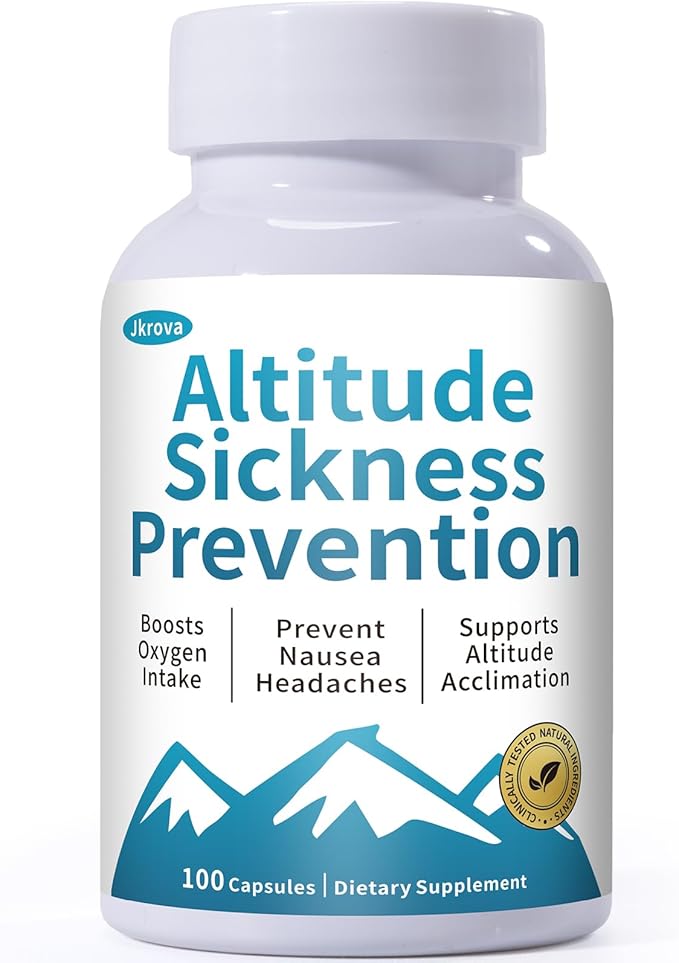 Altitude Sickness Prevention - Altitude Pills for Ski Hike &amp Mountain Trips - with Vitamin C &amp Ginkgo Leaf Extract for Oxygen &amp Energy Balance 100 Capsules