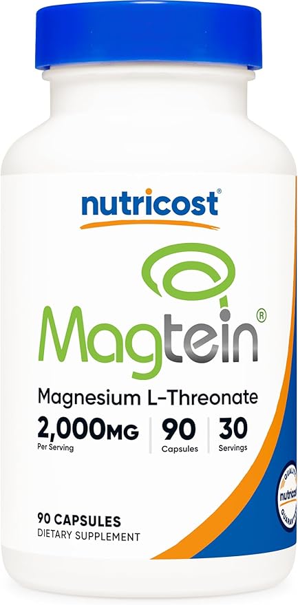 Nutricost Magtein Magnesium L-Threonate 2000mg 90 Capsules - Gluten Free Vegetarian 30 Servings