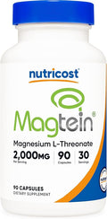 Nutricost Magtein Magnesium L-Threonate 2000mg 90 Capsules - Gluten Free Vegetarian 30 Servings