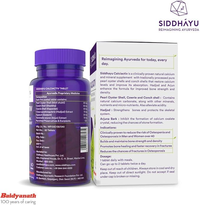 Siddhayu Calciactiv Natural Calcium Supplement for Women I 60 Tablets X 1