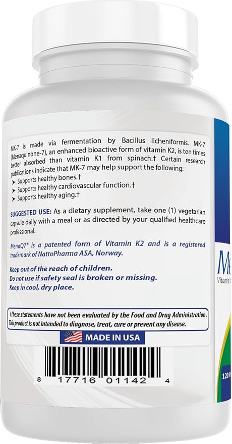Best Naturals MK-7 Vitamin K2 100 mcg 120 Vegetranian Capsules (Pack of 2).