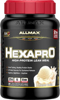 ALLMAX HEXAPRO French Vanilla - 2 lb - 25 Grams of Protein Per Serving - 8-Hour Sustained Release - Zero Sugar - 21 Servings