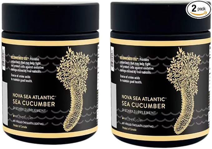 Sea Cucumber Supplement Wild Caught Sea Cucumber Capsules with Fucosylated Chondroitin Vitamins Mineral — Natural Antioxidant Supplement for Elderly Adult Child (Pack of 2)