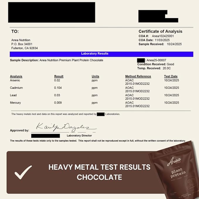 Anea Plant Protein - Chocolate | 20g Vegan Protein | Complete Amino Acids | Dairy-Free Gluten-Free Cholesterol-Free | Rich Chocolate Flavor | Made in GMP Facility