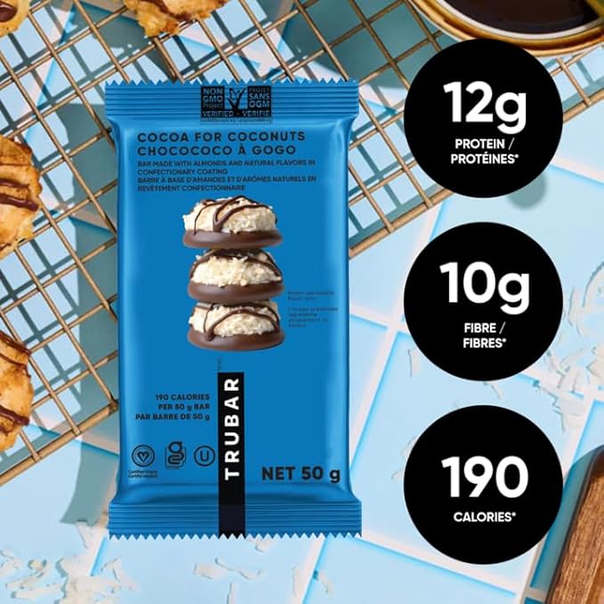 TRUBAR Vegan Protein Bar Cocoa For Coconuts and Cookies and Creamy 16 ct