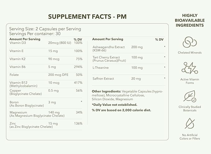 Dominus Multivitamins for Men | AM and PM Performance Formula with CoQ10 PQQ KSM-66 Magnesium Zinc Bisglycinate | Nutritional Supplement for Energy Recovery and Sleep Support | 30 Day Supply