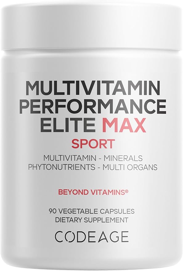 Codeage Multivitamin Performance Elite Max Supplement - Vitamins A B6 B12 C D E Vitamin K (MK-4 MK-6 MK-7 MK-9) Essential Minerals Botanical &amp Grass-Fed Organ Extracts Lutein - 90 Caps