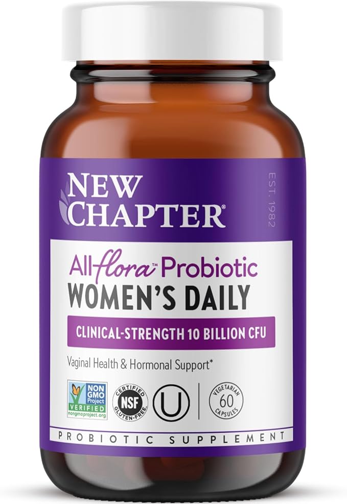 New Chapter Probiotics for Women - 60 ct (2 Month Supply) Women's Daily Probiotic with Prebiotics and Probiotics for Vaginal Health &amp Chaste Tree for Hormonal Support 100% Vegetarian Non-GMO