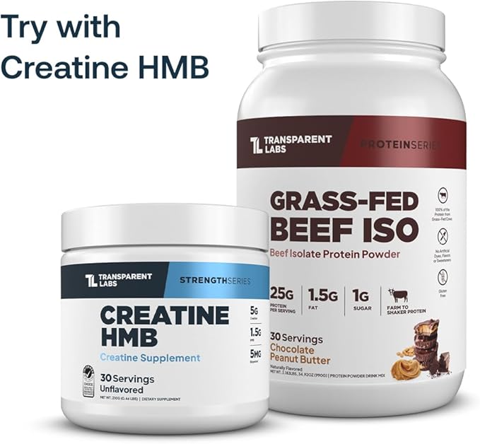 Transparent Labs Grass-Fed Beef Isolate Protein Powder – Naturally Flavored Dairy-Free Protein with 25g of Protein per Serving for Increased Recovery &amp Strength - 30 Servings Chocolate Peanut Bu