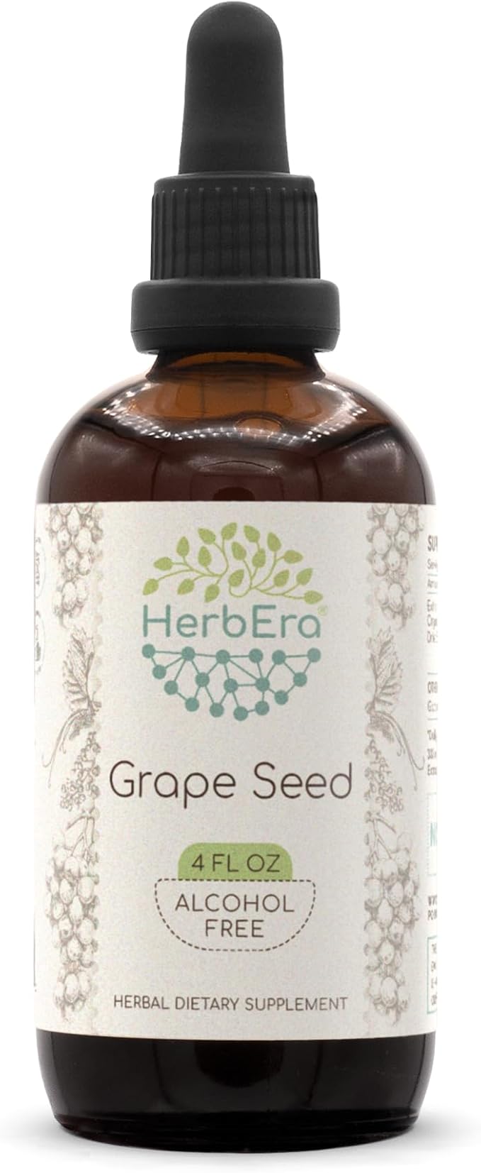 Grape Seed B120 Alcohol-Free Herbal Extract Tincture Concentrated Liquid Drops Natural Grape (Vitis Vinifera) Dried Seed (4 Fl Oz)