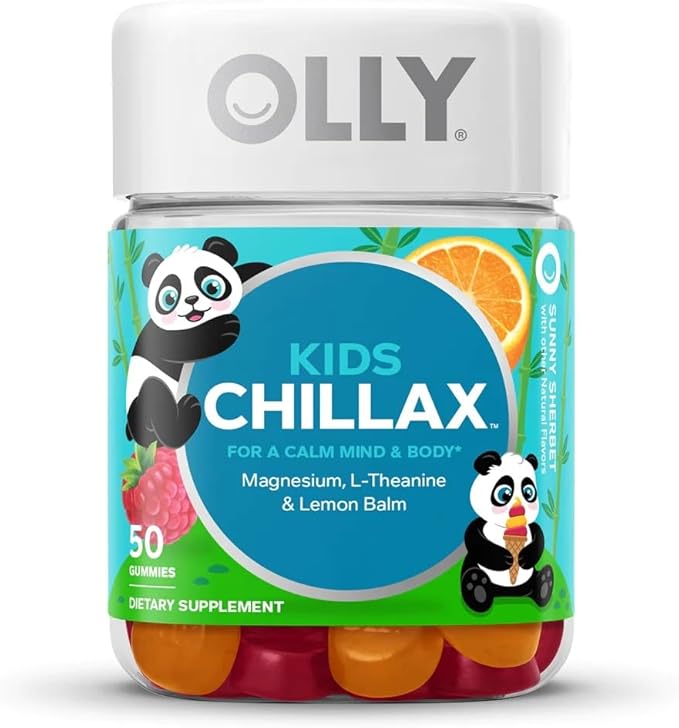 OLLY Kids Chillax Magnesium Gummies Plus L-Theanine Lemon Balm Sherbet Flavor - 50 Count &amp Kids Multivitamin Gummy Worms Overall Health and Immune Support Vitamins and Minerals A C D
