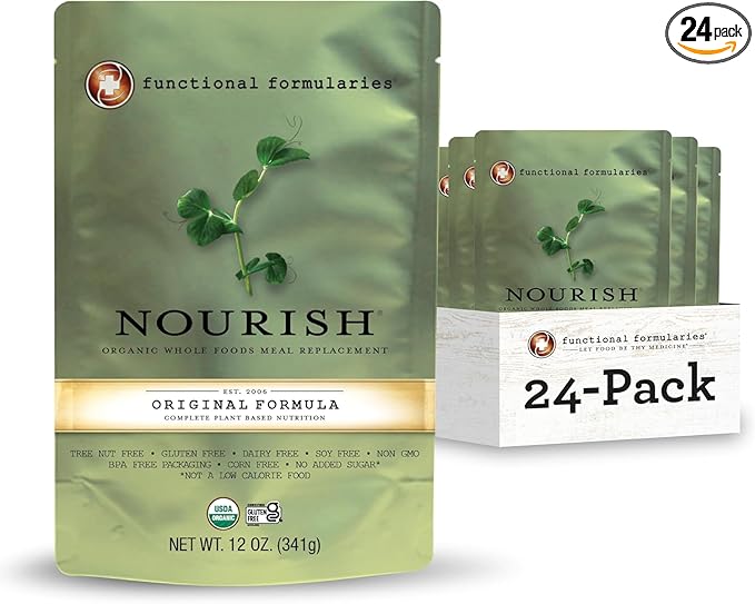FUNCTIONAL FORMULARIES Nourish Organic Pediatric Tube Feed Formula 14g Protein 8g Fiber Meal Replacement 12 Oz (24 Pack)