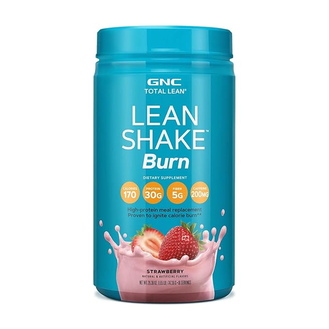 GNC Total Lean | Lean Shake Burn Protein Powder | Hunger Satisfying High Protein Blend Proven to Burn 3X More Calories | Strawberry | 16 Servings