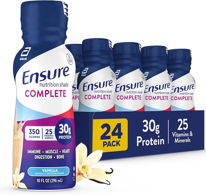 Ensure COMPLETE Nutrition Shake 30g Protein Meal Replacement Immune Health Strawberry &amp Vanilla Pack of 24 (2 Flavors)