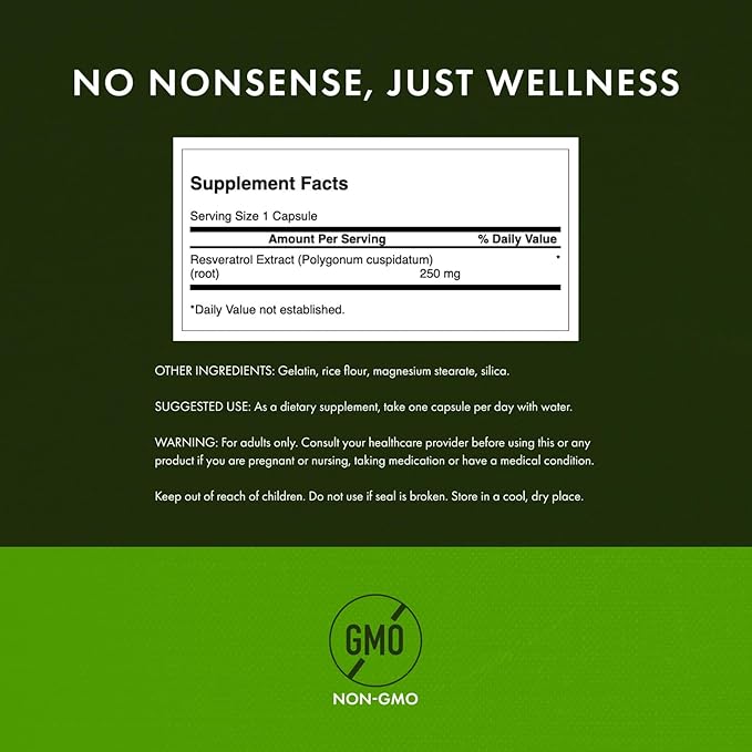 Swanson Resveratrol - Higher Potency 250 mg 30 Caps (3 Pack)