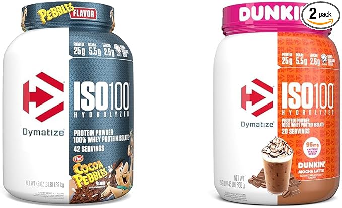 Dymatize ISO100 Hydrolyzed Protein Powder &amp ISO100 Hydrolyzed Protein Powder in Dunkin' Mocha Latte Flavor