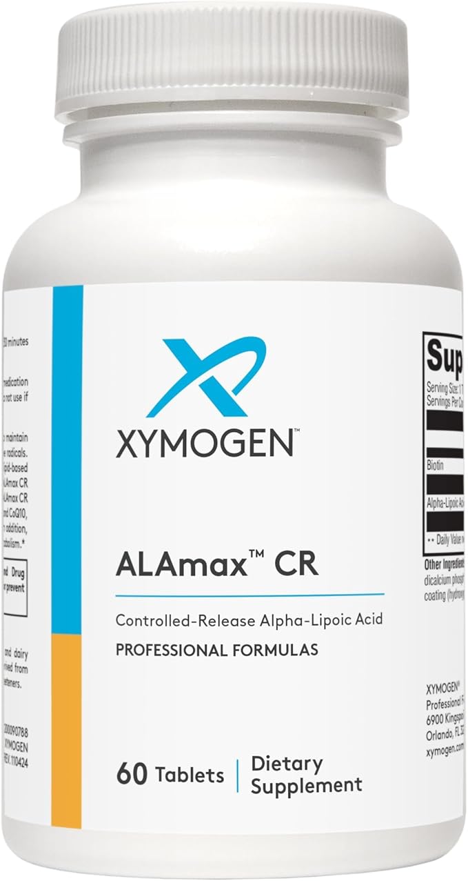 XYMOGEN ALAmax CR - Alpha Lipoic Acid 600mg Tablets - ALA Supplement with Biotin - Support Healthy Antioxidant Activity &amp Glutathione Levels for Natural Detox (60 Tablets)