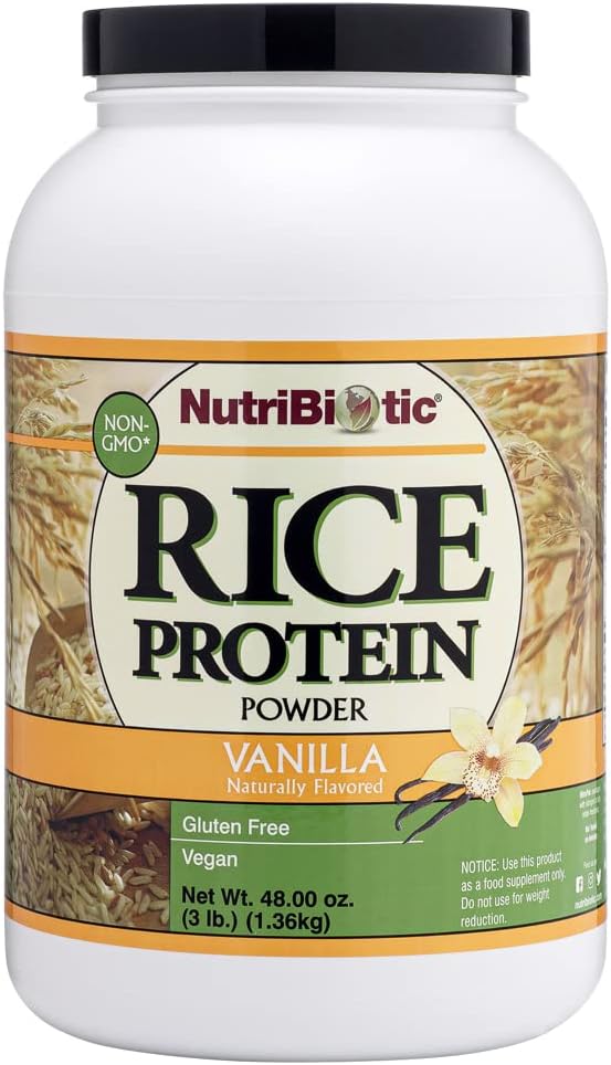NutriBiotic – Vanilla Rice Protein 3 Lb (1.36kg) | Low Carb Keto-Friendly Vegan Raw Protein Powder | Grown &amp Processed Without Chemicals GMOs or Gluten | Easy to Digest &amp Nutrient Rich