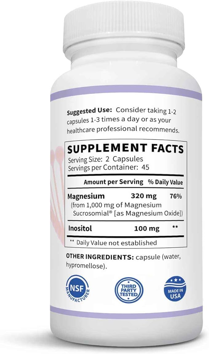 Methyl-Life® Superior Sucrosomial® Magnesium – High Absorption &amp Gentle on Stomach – Non-GMO Gluten-Free Vegan | 90 Capsules (3-Month Supply)