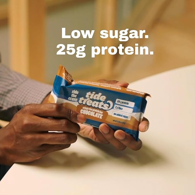 Crispy Rice Protein Bar | 25 g Protein No Added Sugar 7 g Fiber Gluten Free | High Protein Snack for On-the-Go Post-Workout or Dessert Cravings | 8 Count (Chocolate)