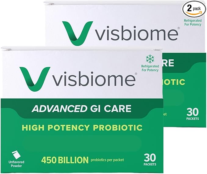 Visbiome® Advanced GI Care - High Potency Probiotic - 450 Billion CFU Live Probiotics Original De Simone Formulation 60 Packets of Unflavored Powder.