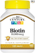 21st Century Biotin 10000 mcg 120 Tablets (Pack of 4)