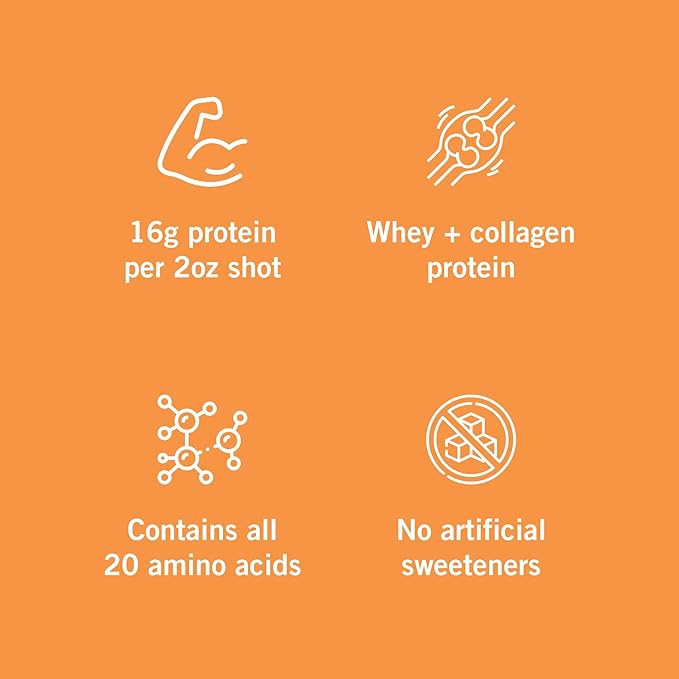 Vidafuel Protein Drink 16g Protein Per 2oz Shot 32 fl oz Carton Citrus Collagen and Whey Drink No Artificial Sweeteners