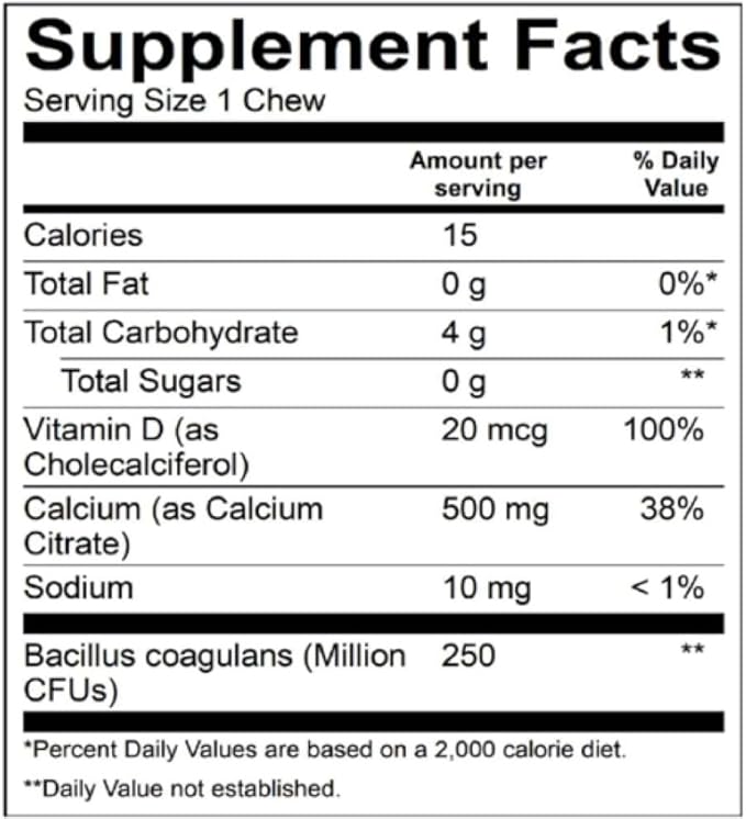 BariatricPal Sugar-Free Calcium Citrate Soft Chews | 500mg with Vitamin D &amp Probiotics | French Caramel Vanilla | 90 Count (1 Month Supply)