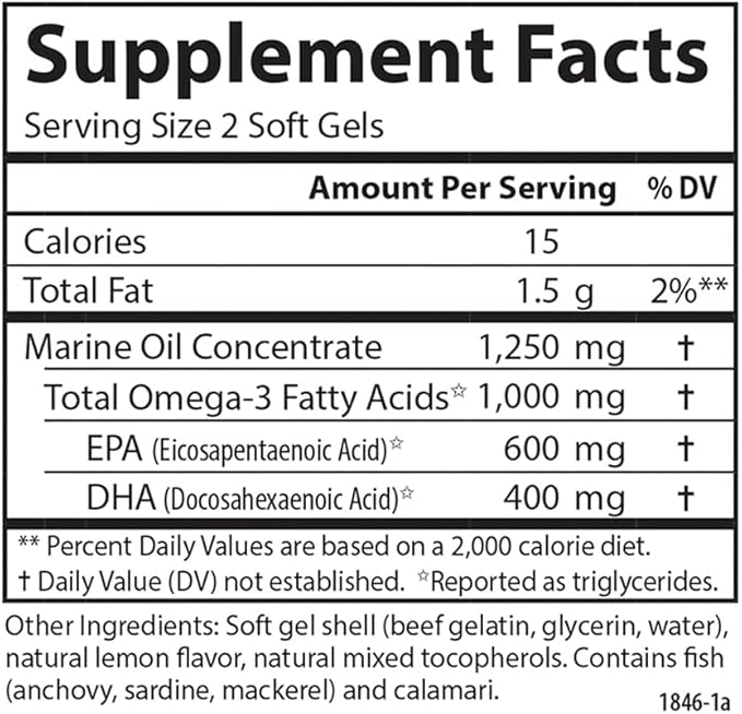 Carlson - Maximum Omega Minis 1000 mg Omega-3s Heart Function Brain Support &amp Healthy Aging Lemon 120 Mini Softgels