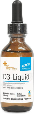 XYMOGEN D3 Liquid - Immune Bone &amp Heart Health Support - Liquid Vitamin D3 Drops - Micro-Emulsified for Enhanced Absorption - 1000 IU Per Drop - 2.3 Oz