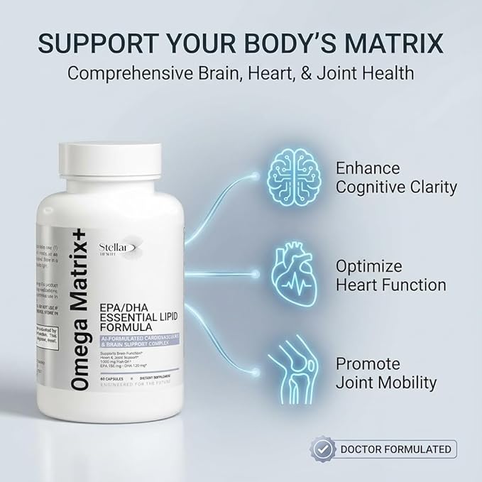 Omega Matrix+ Omega 3 Fish Oil Supplement 1000mg EPA DHA Omega 3 Fish Oil Omega 3 Supplements Brain Supplement Heart &amp Joint Support 100 Softgels
