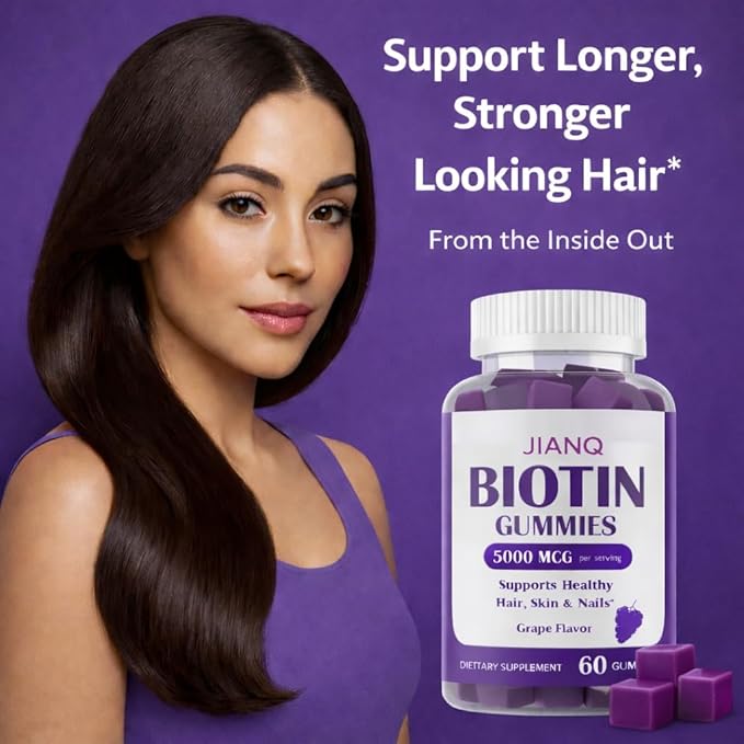 Biotin Gummies for Hair Skin &amp Nails – High Strength 5000 mcg Biotin with Collagen Zinc &amp Vitamin C | Vegan Sugar-Free Non-GMO | Supports Healthy Hair Growth 120 Count