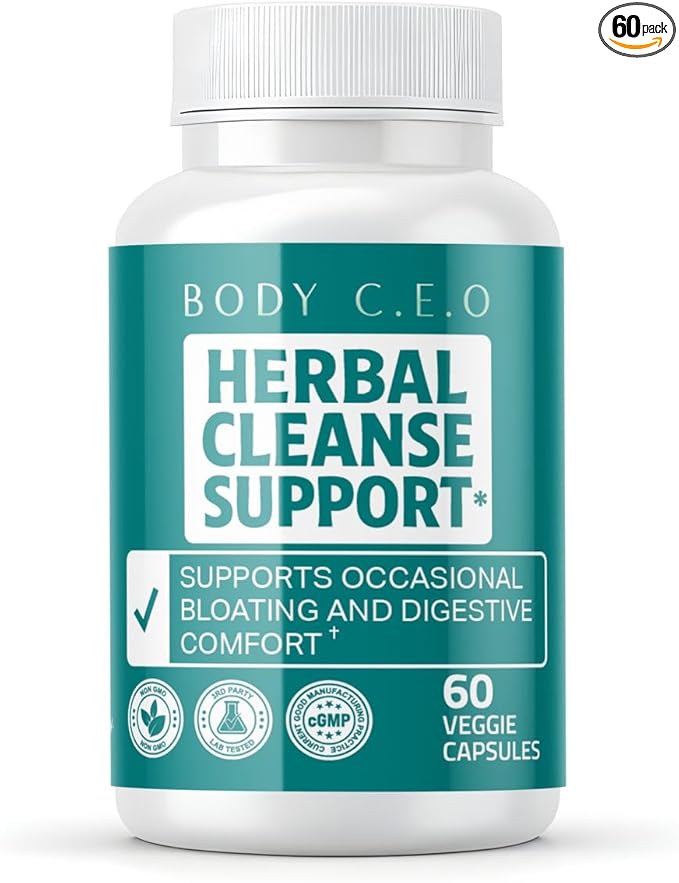 Herbal Cleanse Support - Botanicals &amp 11-Strain Probiotic Blend - Supports Digestion Bowel Movements Gut Balance &amp Regularity - 60 Veggie Capsules