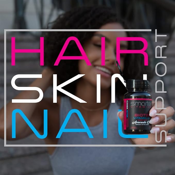 Smarter Biotin 5000mcg in Avocado Oil Vitamin B7 Hair Skin &amp Nail Support Non-GMO 90 Mini Liquid Softgels No Soy