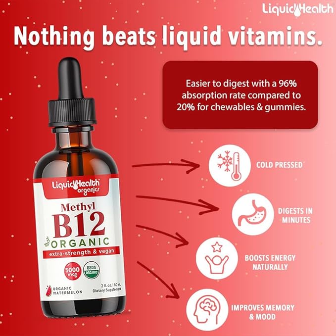 LIQUIDHEALTH Women's Health &amp Vitality Daily Liquid Multivitamin Bundle with Prenatal/Postnatal Multivitamin Calcium &amp Magnesium Daily Multi Mineral &amp Organic Vitamin B12 Drops - USA Ma