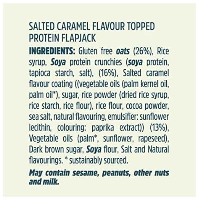 Trek High Protein Flapjack Salted Caramel 50g (Pack of 16 Bars)- Gluten Free - Vegan Snack
