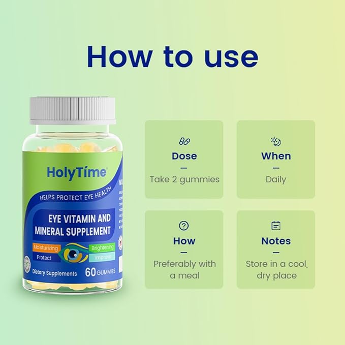 HolyTime Lutein Gummies – Dietary Supplement for Eye Health Support – with Lutein &amp Zeaxanthin – Plant-Based Daily Formula with Zinc Vitamin C &amp E – Natural Berry Flavor – Vegan Friendly (2)