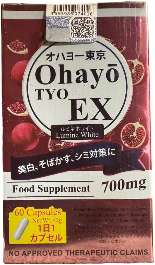 OhayoTYO EX Lumine White Glutathione 700mg 60 Capsules