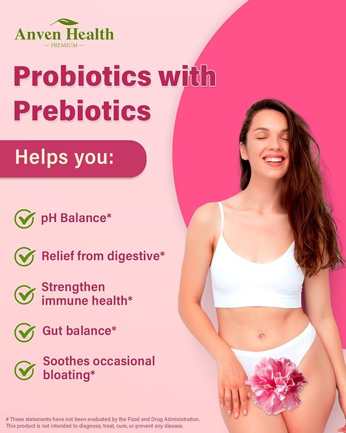 Probiotics and Organic Prebiotics for Women pH Balance &amp Digestion- 60 Billion CFU Vaginal Probiotics with Cranberry D-Mannose Vegan &amp Non-GMO for Urinary Tract &amp Immune | 90 Caps