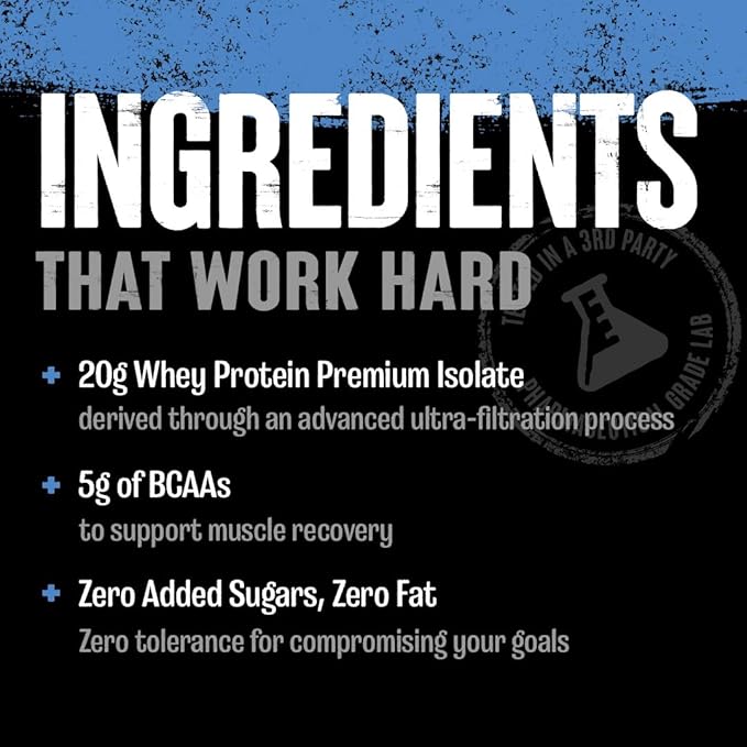 Clear Whey Isolate Protein Powder - Easy to Digest and Mix 5g BCAA Deliciously Juicy Refreshing Anytime Drink for Men and Women Blueberry Acai 500g (20 Servings)