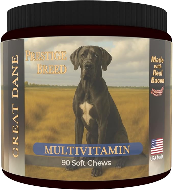 Multivitamins Balanced Nutrition for Your Great Dane 90 Count Made in The USA with Real Bacon