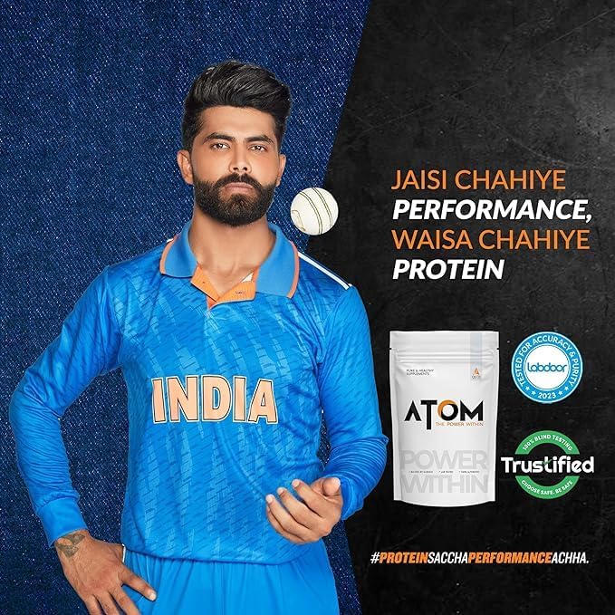AS-IT-IS Atom Whey Protein 1kg/35.2 Oz With Digestive Enzymes | Usa Labdoor Certified for Accuracy &amp Purity | Choco Hazel Fusion Flavor | 27g Protein | 5.7g Bcaaâ