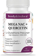 Body Kitchen Mega NAC (N-Acetyl Cysteine) 600 mg with Quercetin Supports Respiratory Health and Immune Function and Promotes Liver and Kidney Detox Veggie Caps (Pack of 1)