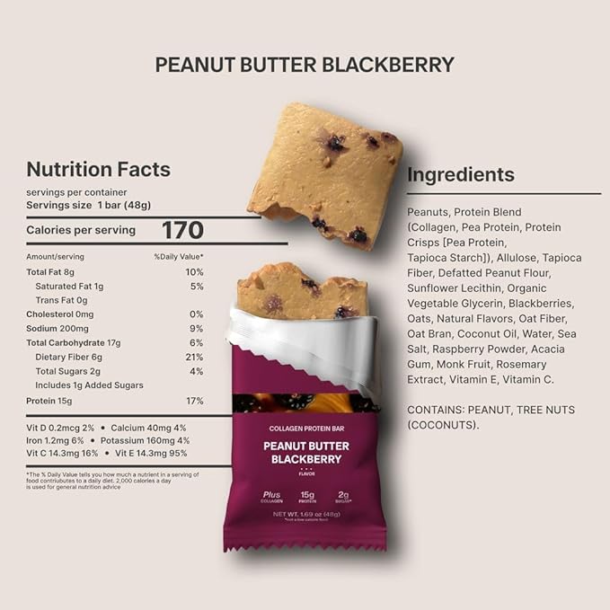 Stars + Honey Protein Bars Peanut Butter Blackberry 15g Protein 2g Sugar with Collagen Peptides Dairy Free Soy &amp Gluten Free Snacks Keto Friendly No Seed Oils or Sugar Alcohols 10 Pack