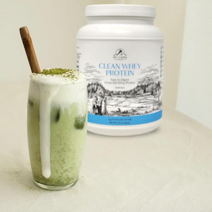 Mt. Capra Clean Whey Protein | Grass-Fed Undenatured Goat Whey Protein Powder | 24 g Protein Per Serving All Natural Non-GMO High in Branch Chain Amino Acids | Vanilla Bean | 15 Servings - 16 oz