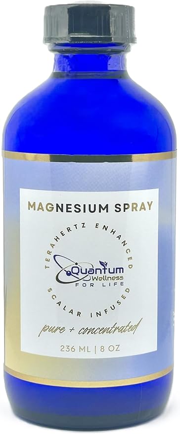 Magnesium Spray Refill Scalar Energy Infused Pure and Organic Made in USA Glass Packaging (8 oz Refill)