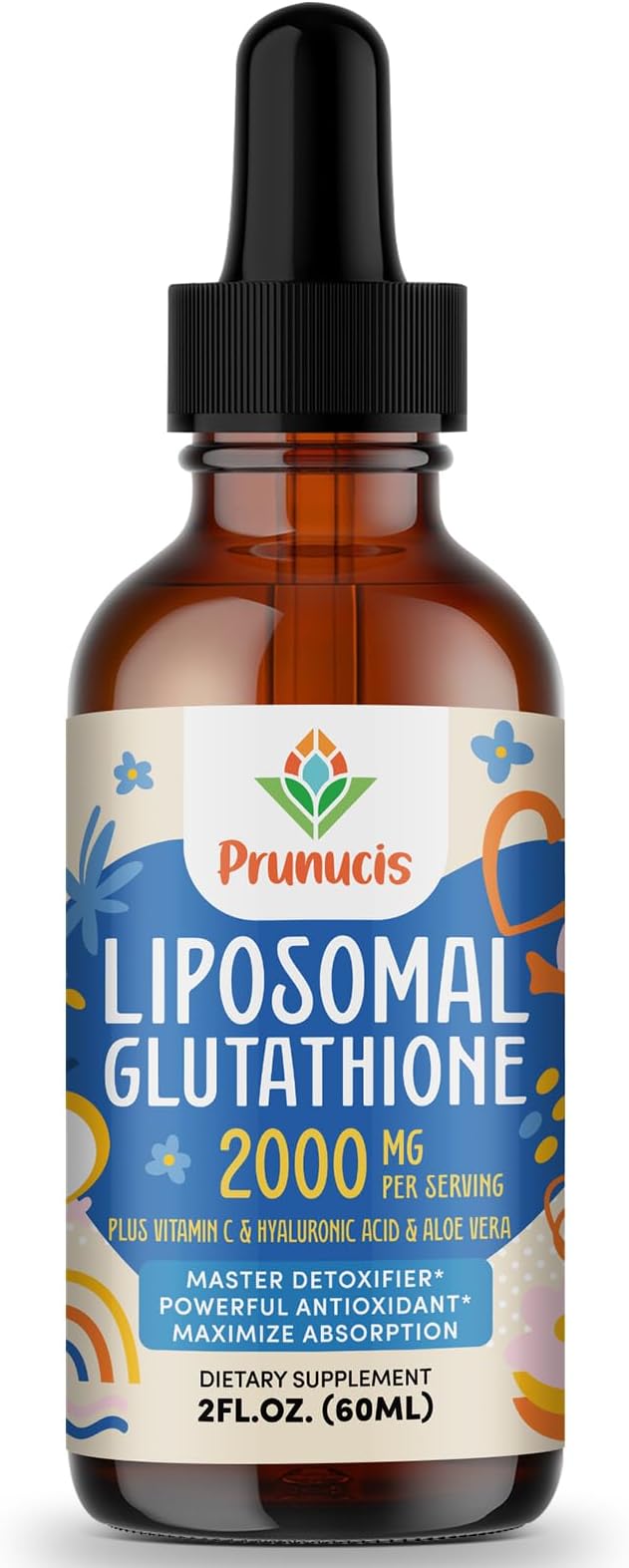 2000MG Liposomal Glutathione Liquid 98% Absorption Active Form L-Glutathione Supplement Vegan Friendly Powerful Antioxidant Complex for Immune System Aging Defense Detox 2 FL.OZ