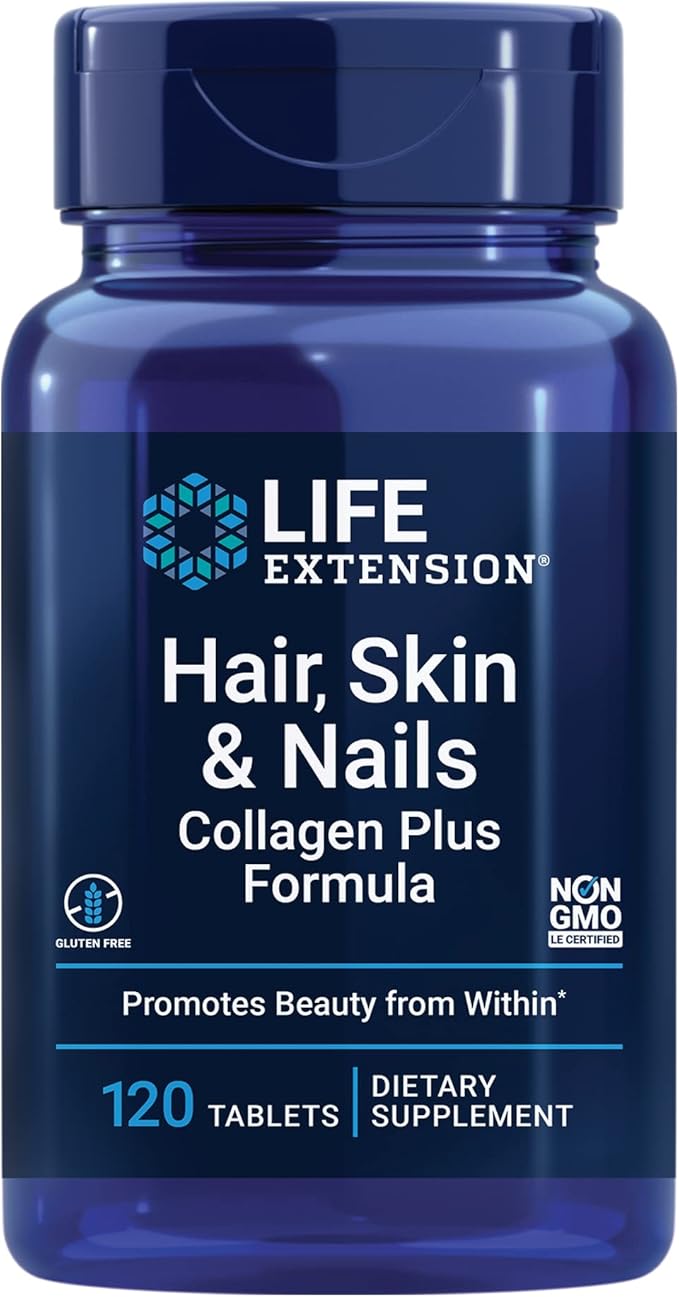 Life Extension Hair Skin &amp Nails Collagen Plus Formula with Multivitamin - 120 Count &amp 60 Tablets