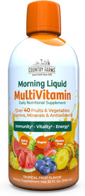 Country Farms Liquid Multivitamin Vitamins and Minerals for Immune Support and Energy Herbal Blend Vegan Multivitamin for Women and Men Gluten Free Tropical Fruit Flavor 32 fl oz