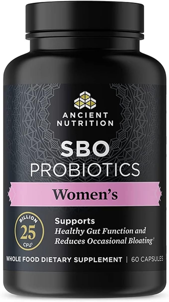 Ancient Nutrition Probiotics for Women SBO Probiotics Women's 60ct Digestive and Immune Support Bloating Relief for Women Gluten Free Superfoods Blend 25 Billion CFUs*